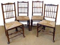 Lot 722 - Four matching mid 19th century oak and elm Liverpool fan back chairs