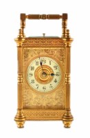 Lot 463 - A 19th century brass carriage clock