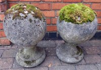 Lot 770 - Pair pre-cast ball finials 50cm high and 33cm