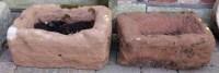 Lot 787 - Two stone troughs 53 x 32 x 24cm and 46 x 29 x