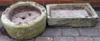 Lot 793 - Circular stone trough 50cm diameter and small
