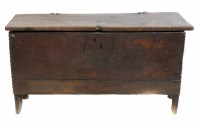 Lot 523 - 17th century oak six plank chest
