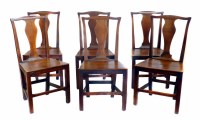 Lot 543 - Set of six country Chippendale oak single chairs