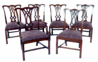 Lot 512 - Six late 19th century Chippendale design mahogany dining chairs