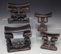 Lot 15 - Four Luba / Hemba headrests, the tallets measures