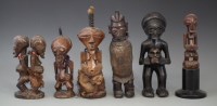 Lot 22 - Songye figure group couple, also three other