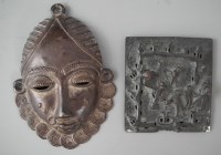 Lot 30 - Baule bronze mask together with a small square