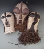 Lot 39 - Three Songye kifwebe masks, the largest measures