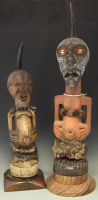 Lot 41 - Two Songye Nkisi Power figures or Fetishes, the largest measures 104cm overall height.