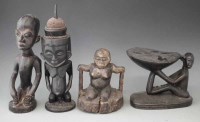 Lot 68 - Hemba male figure, a Yoruba figure and two
