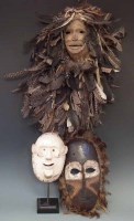 Lot 102 - Chewa feather mask, another white painted mask