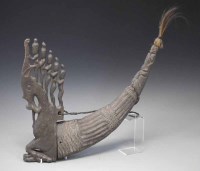 Lot 114 - Batak medicine horn and wood container, 46cm