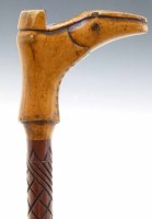 Lot 15 - Hardwood walking cane handle in form of boot.