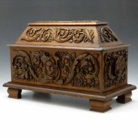 Lot 20 - Carved oak Renaissance Revival box interior named