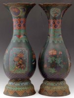 Lot 130 - Pair of Japanese cloisonne baluster vases