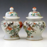 Lot 134 - Pair of Kangxi style baluster vases and covers