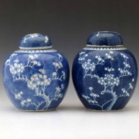 Lot 138 - Two blue and white ginger jars and covers
