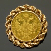 Lot 175 - Austrian 1 gold ducat restrike in 585 mount