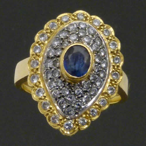 Lot 203 - Sapphire and diamond fig cluster ring
