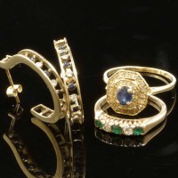 Lot 235 - Two dress rings and pair earrings