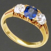 Lot 273 - Antique sapphire and diamond three-stone ring
