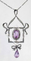 Lot 278 - Pink tourmaline, diamond and crystal pendant on
