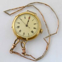 Lot 286 - 18ct gold pocket watch on chain.