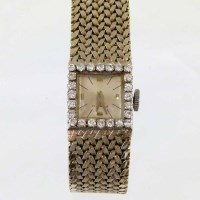 Lot 294 - 750 white gold bracelet watch.