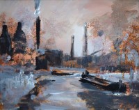 Lot 314 - Frederick J. England, Trent & Mersey Canal at Etruria Basin, acrylic.