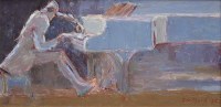 Lot 315 - Dorothy Bradford, Piano Player, oil on board.