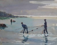 Lot 325 - Robert Taylor Carson, Net Fishing, oil.