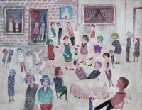 Lot 343 - Fred Yates, The Street Party, oil.