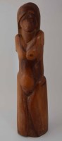 Lot 385 - Geoffrey Key, Female figure, wooden sculpture.