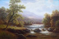Lot 405 - William Mellor, On the Wharfe, Yorkshire, oil.