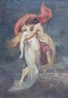 Lot 407 - Ludwig Hoffman-Zeitz, Francesca and Paolo, oil.