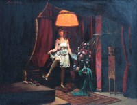 Lot 410 - Karl Weise, Dance with a Fan, oil.