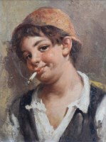 Lot 411 - Felix Vally, Portrait of a boy, oil on canvas.