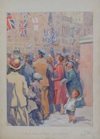 Lot 431 - G.L. Stampa, They're comin' nah 'Orace - Let 'im 'ear yer, watercolour.