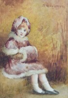 Lot 434 - Maude Goodman, Portrait of a seated girl, watercolour.