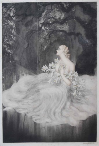 Lot 440 - Louis Icart, Les Lys, signed etching with aquatint.