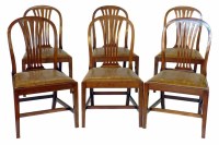 Lot 485 - Six Edwardian Hepplewhite style mahogany single dining chairs