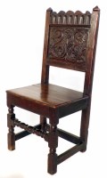 Lot 499 - 18th century oak back stool