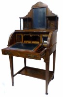 Lot 511 - Edwardian rosewood veneered ladies cylinder desk