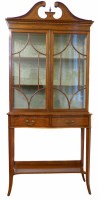 Lot 512 - Edwardian mock Sheraton satinwood veneered display cabinet on stand
