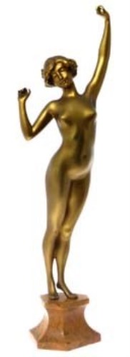 Lot 7 - Goldscheider gilt bronze figure signed Philippe.