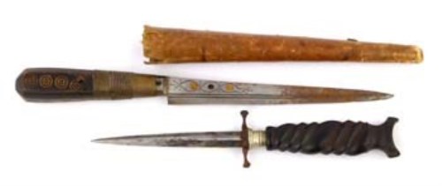 Lot 20 - Ebony handled stiletto, Ottoman dagger (2).