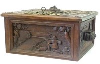 Lot 38 - Carved oak continental box, ca1880.