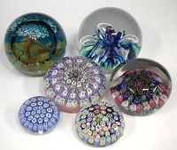 Lot 141 - Six paperweights three by Peter McDougall.
