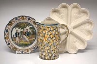 Lot 150 - Creamware mocha ware jug circa 1780   decorated