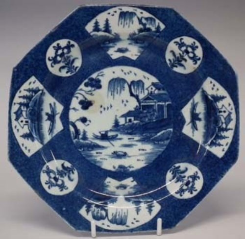 Lot 161 - Bow octagonal plate circa 1760   painted with